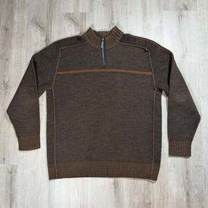 Point Zero Men's Half-Zip Mock Neck Ribbed Knit Sweater XL Y2K